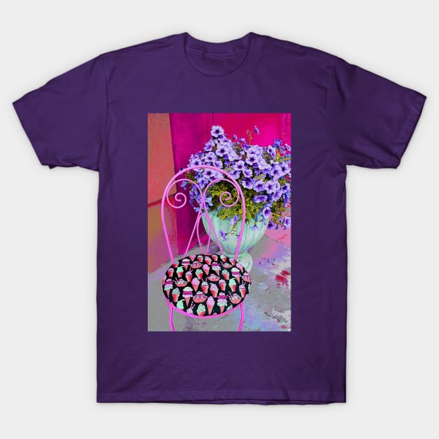 Ice Cream Cafe Chair T-Shirt by ninasilver